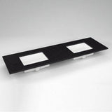 Robern - Engineered Stone Vanity Top, 73'' x 22'' x 3/4'', Double Undercounter Sink, Lava Black, Single Hole