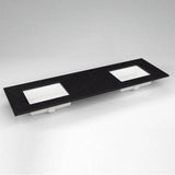 Robern - Engineered Stone Vanity Top, 73'' x 22'' x 3/4'', Double Undercounter Sink, Lava Black, Single Hole