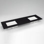 Robern - Engineered Stone Vanity Top, 73'' x 22'' x 3/4'', Double Undercounter Sink, Lava Black, Single Hole
