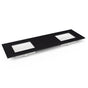Robern - Engineered Stone Vanity Top, 73'' x 22'' x 3/4'', Double Undercounter Sink, Lava Black, Single Hole