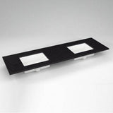 Robern - Engineered Stone Vanity Top, 73'' x 22'' x 3/4'', Double Undercounter Sink, Lava Black, Three Hole