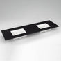 Robern - Engineered Stone Vanity Top, 73'' x 22'' x 3/4'', Double Undercounter Sink, Lava Black, Three Hole
