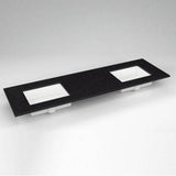 Robern - Engineered Stone Vanity Top, 73'' x 22'' x 3/4'', Double Undercounter Sink, Lava Black, Three Hole
