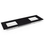 Robern - Engineered Stone Vanity Top, 73'' x 22'' x 3/4'', Double Undercounter Sink, Lava Black, Three Hole