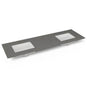 Robern - Engineered Stone Vanity Top, 73'' x 22'' x 3/4'', Double Undercounter Sink, Stone Gray, Single Hole