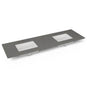 Robern - Engineered Stone Vanity Top, 73'' x 22'' x 3/4'', Double Undercounter Sink, Stone Gray, Three Hole