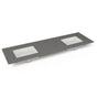 Robern - Engineered Stone Vanity Top, 73'' x 22'' x 3/4'', Double Undercounter Sink, Stone Gray, Three Hole