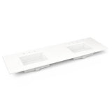Robern - Engineered Stone Vanity Top, 73'' x 22'' x 3/4'', Double Undercounter Sink, White Zeus Extreme, Three Hole
