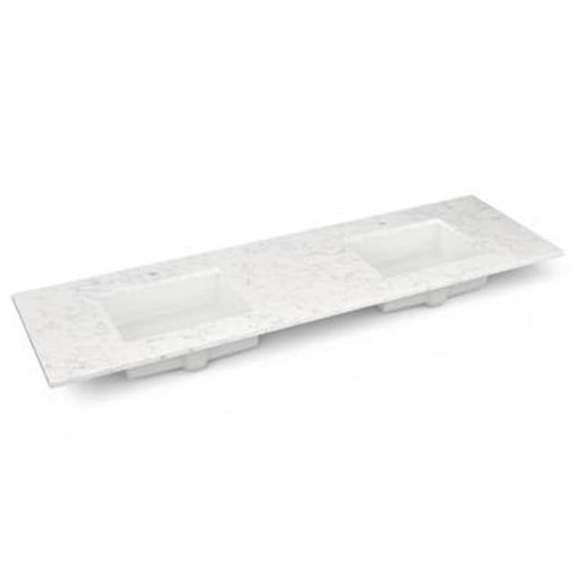 Robern - Engineered Stone Vanity Top, 73'' x 22'' x 3/4'', Double Undercounter Sink, Lyra, Single Hole