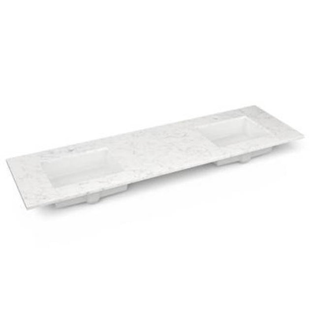 Robern - Engineered Stone Vanity Top, 73'' x 22'' x 3/4'', Double Undercounter Sink, Lyra, Single Hole