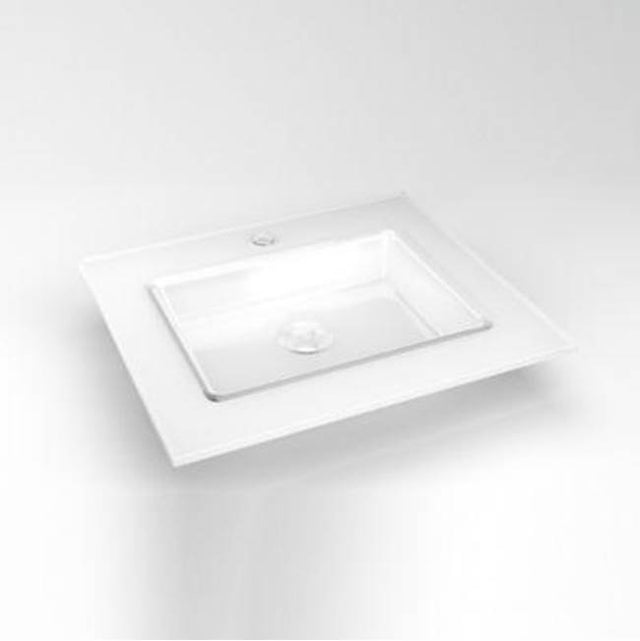 Robern - Glass Vanity Top, 25'' x 22'' x 19/32'', Center Integrated Sink, Single Hole, White