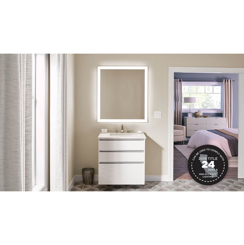Vitality Lighted Mirror, 24'' x 30'' x 1-3/4'', Rectangle, Perimeter Light Pattern, 2700K Temperature (Warm Light), Defogger, Title 24 Compliant