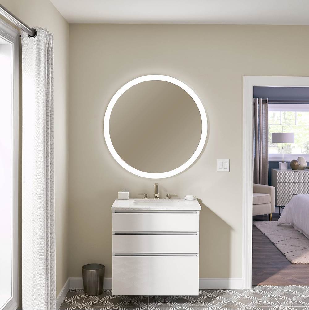 Vitality Lighted Mirror, 40'' Circle, Perimeter Light Pattern, 2700K Temperature (Warm Light), Dimmable, Defogger