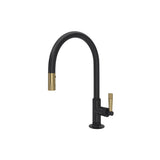 Rohl - Graceline Pull-Down Kitchen Faucet With C-Spout - Matte Black With Antique Gold