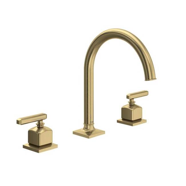 Rohl - ApothecaryE Widespread Lavatory Faucet With C-Spout - Antique Gold