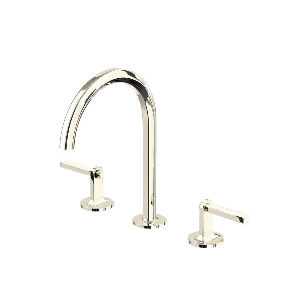 Rohl - ModelleE Widespread Lavatory Faucet With C-Spout - Polished Nickel