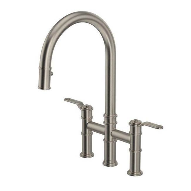 Rohl - ArmstrongE Pull-Down Bridge Kitchen Faucet With C-Spout - Satin Nickel