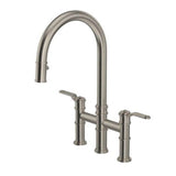 Rohl - ArmstrongE Pull-Down Bridge Kitchen Faucet With C-Spout - Satin Nickel