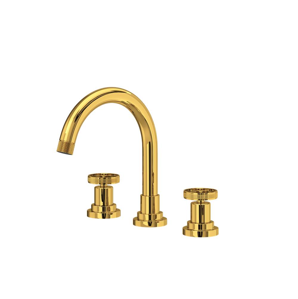 Rohl - CampoE Widespread Lavatory Faucet With C-Spout - Unlacquered Brass