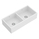 Rohl - ShakerE 39'' Double Bowl Farmhouse Apron Front Fireclay Kitchen Sink - White (WH)