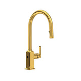Rohl - ApothecaryE Pull-Down Touchless Kitchen Faucet - Unlacquered Brass