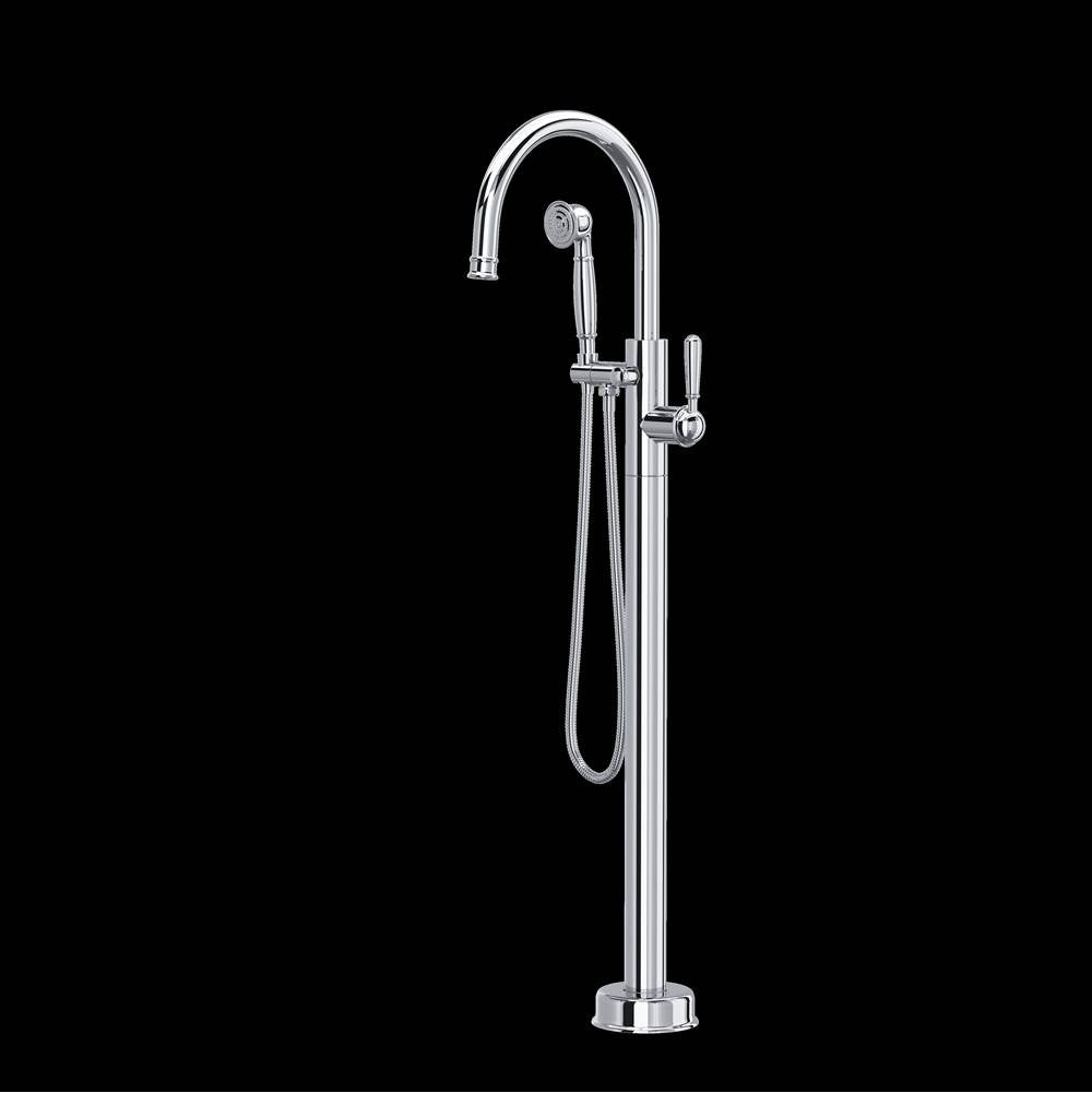 Rohl - Traditional Single Hole Floor Mount Tub Filler Trim - Polished Chrome