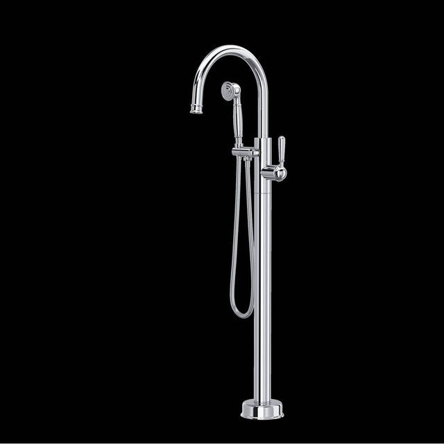Rohl - Traditional Single Hole Floor Mount Tub Filler Trim - Polished Chrome