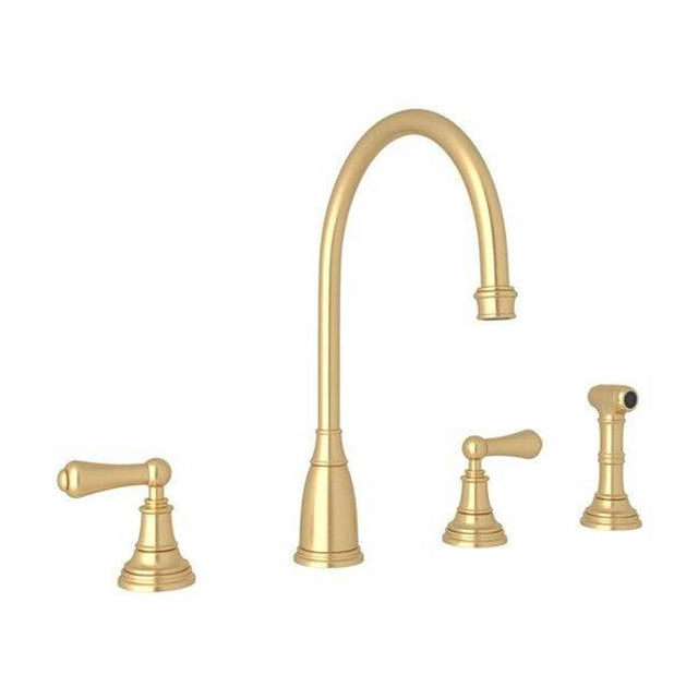 Rohl - Georgian EraE Two Handle Kitchen Faucet With Side Spray - Satin English Gold