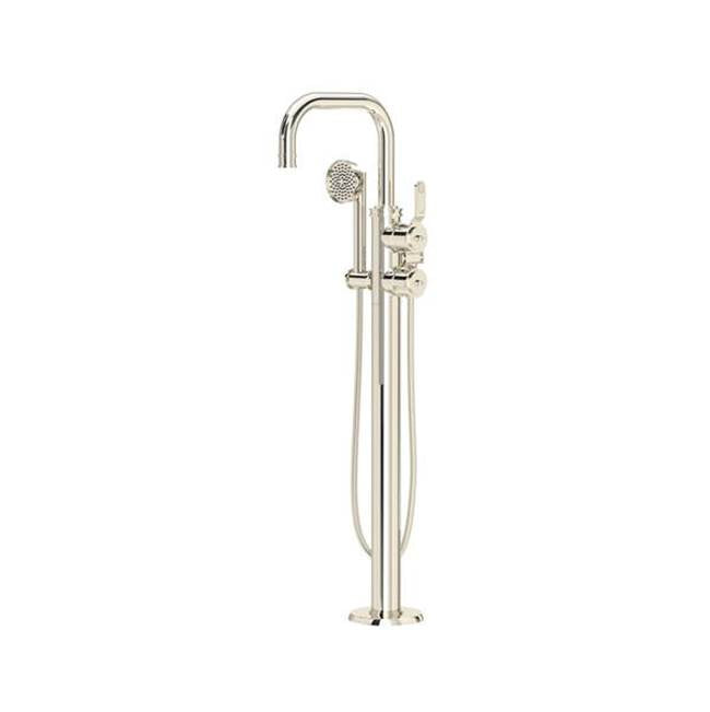 Rohl - ArmstrongE Single Hole Floor Mount Tub Filler Trim With U-Spout - Polished Nickel