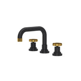 Rohl - CampoE Widespread Lavatory Faucet With U-Spout - Matte Black With Unlacquered Brass