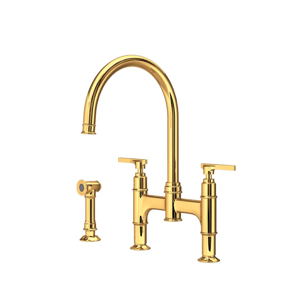 Rohl - SouthbankE Bridge Kitchen Faucet With Side Spray - English Gold