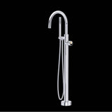 Rohl - EclissiE Single Hole Floor Mount Tub Filler Trim With C-Spout - Polished Chrome With Satin Nickel
