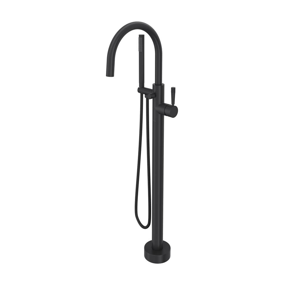 Rohl - Knurled Single Hole Floor Mount Tub Filler Trim - Matte Black