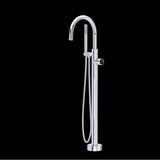 Rohl - EclissiE Single Hole Floor Mount Tub Filler Trim With C-Spout - Polished Chrome With Matte Black