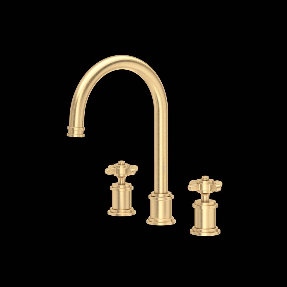 Rohl - ArmstrongE Widespread Lavatory Faucet With C-Spout - Satin English Gold