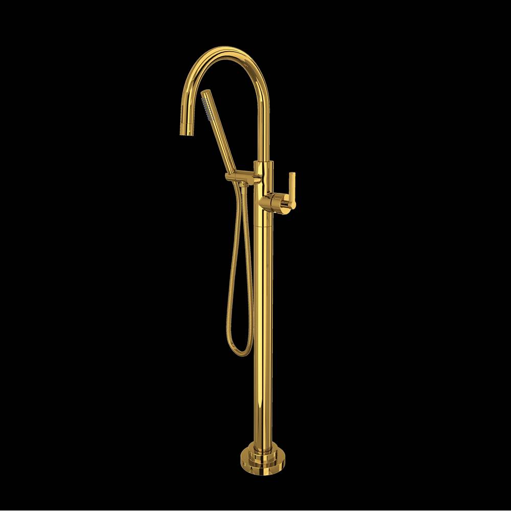 Rohl - Lombardia Single Hole Floor Mount Tub Filler Trim - Unlacquered Brass
