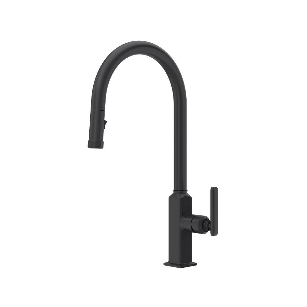 Rohl - ApothecaryE Pull-Down Kitchen Faucet With C-Spout - Matte Black