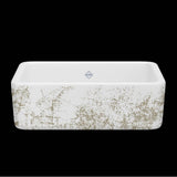 Rohl - LancasterE 30'' Single Bowl Farmhouse Apron Front Fireclay Kitchen Sink With Metallic Design - Metallic Gold