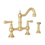 Rohl - EdwardianE Bridge Kitchen Faucet With Side Spray - Satin English Gold