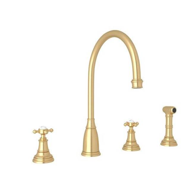 Rohl - Georgian EraE Two Handle Kitchen Faucet With Side Spray - Satin English Gold