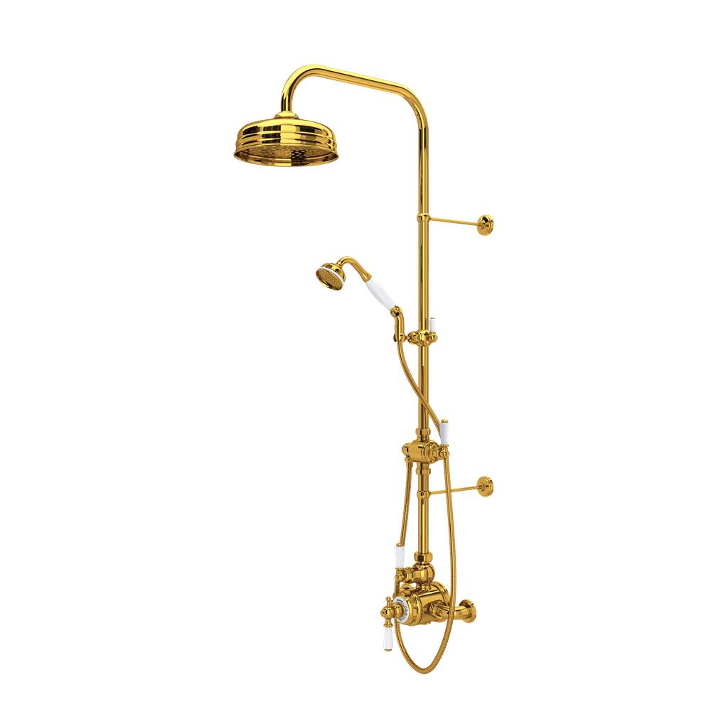 Rohl - EdwardianE 3/4'' Exposed Wall Mount Thermostatic Shower System - Unlacquered Brass