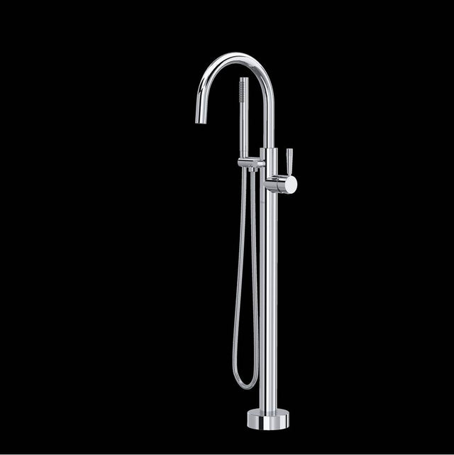 Rohl - Knurled Single Hole Floor Mount Tub Filler Trim - Polished Chrome