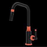 Rohl - CampoE Pull-Down Kitchen Faucet - Matte Black With Orange