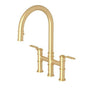 Rohl - ArmstrongE Pull-Down Bridge Kitchen Faucet With C-Spout - Satin English Gold