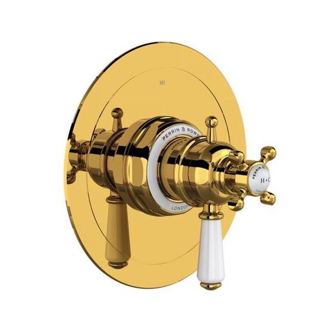 Rohl - EdwardianE 1/2'' Therm & Pressure Balance Trim With 3 Functions - Unlacquered Brass