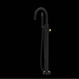 Rohl - EclissiE Single Hole Floor Mount Tub Filler Trim With C-Spout - Matte Black With Satin Gold