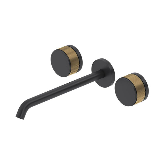 Rohl - AmahleE Wall Mount Tub Filler Trim With C-Spout - Matte Black With Antique Gold