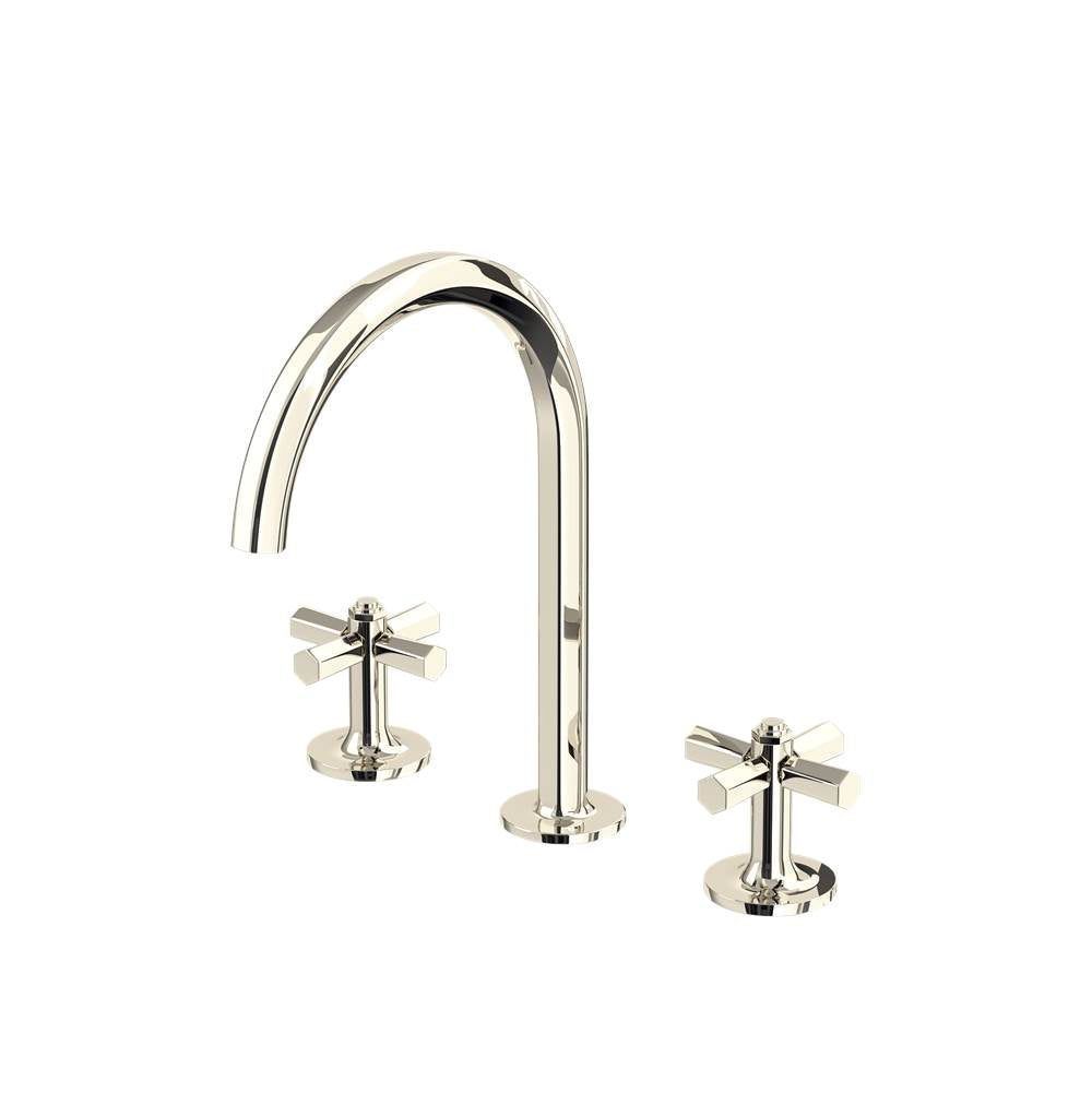 Rohl - ModelleE Widespread Lavatory Faucet With C-Spout - Polished Nickel