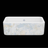 Rohl - LancasterE 30'' Single Bowl Farmhouse Apron Front Fireclay Kitchen Sink With Patina Design - Patina Blue With Gold