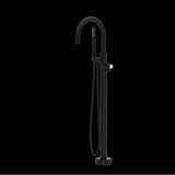 Rohl - EclissiE Single Hole Floor Mount Tub Filler Trim With C-Spout - Matte Black With Polished Chrome